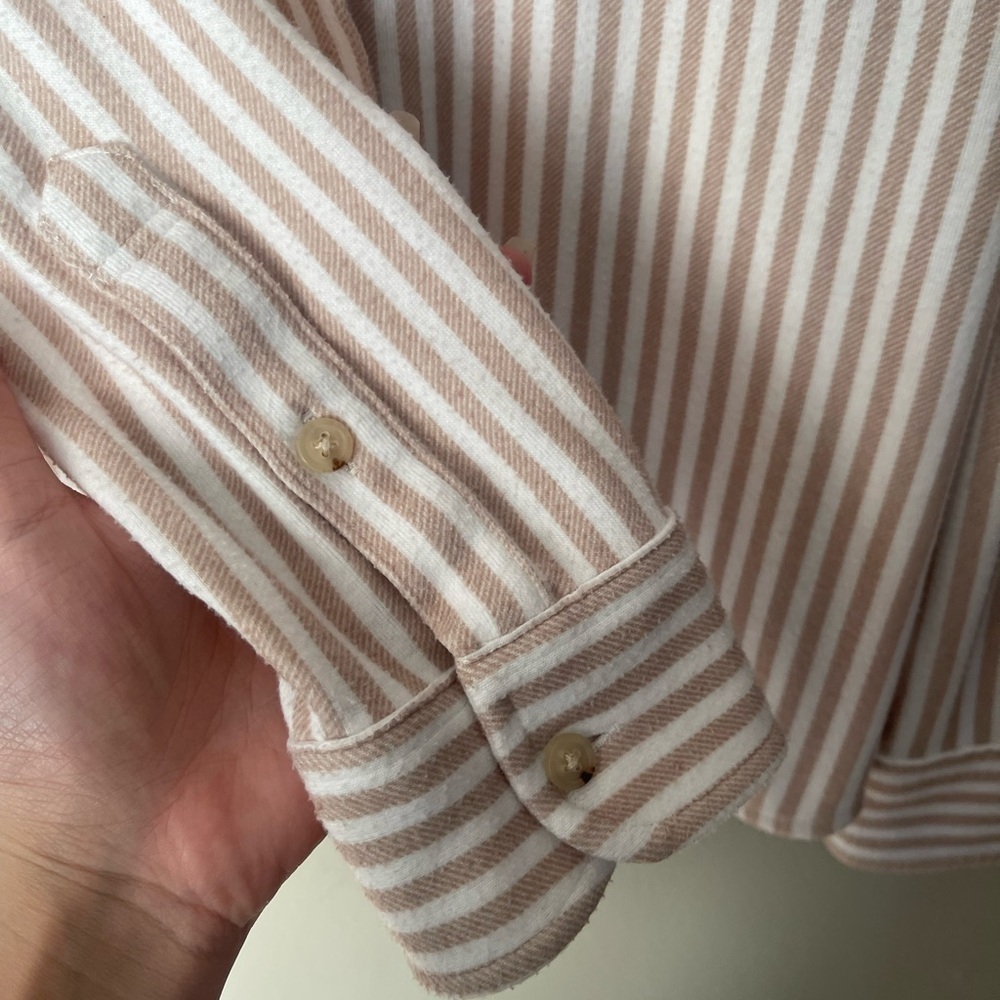 Faherty | Legend Sweater Shirt Tannin Stripe Beachy Coastal Contemporary - Picture 5 of 9